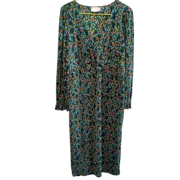 ASOS Design Midi Plisse Dress Green Floral Boho 12 - Picture 3 of 11